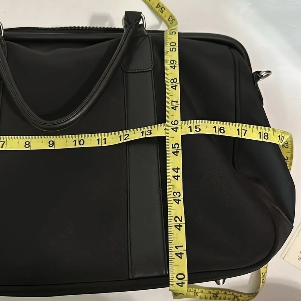 Levenger Black Nylon With Leather Trim 16” Tote Bag